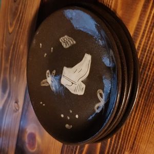 Handmade pottery plates with artistic shoe designs designer glazed ceramic sauce